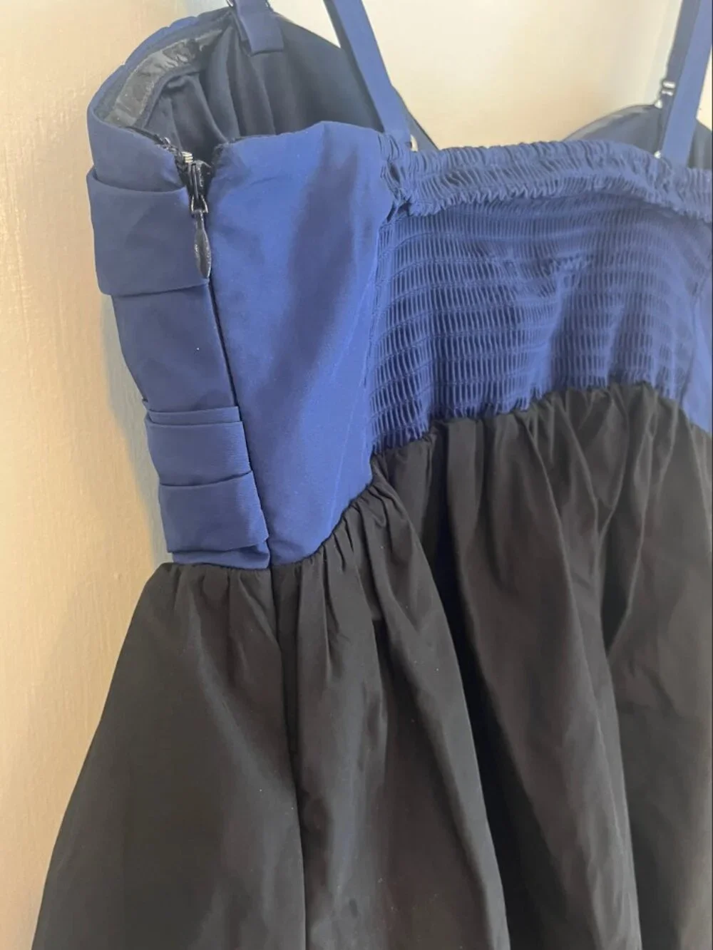 Kate Spade Blue/Black Taffeta Sleeveless Cocktail Dress (12)